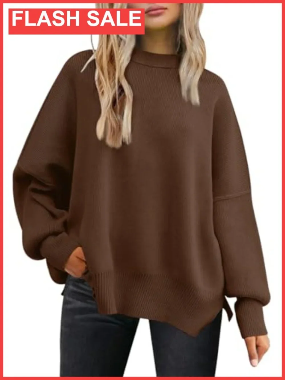 Oversized Crewneck Long Sleeve Sweater Pullover Seam Tunic
